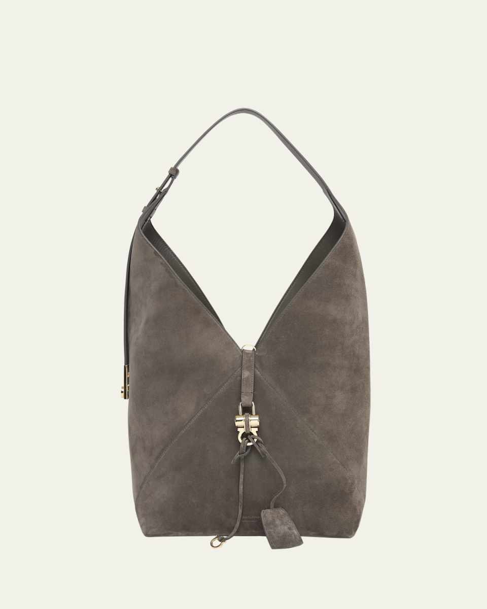 Origami Suede Hobo Tote Bag